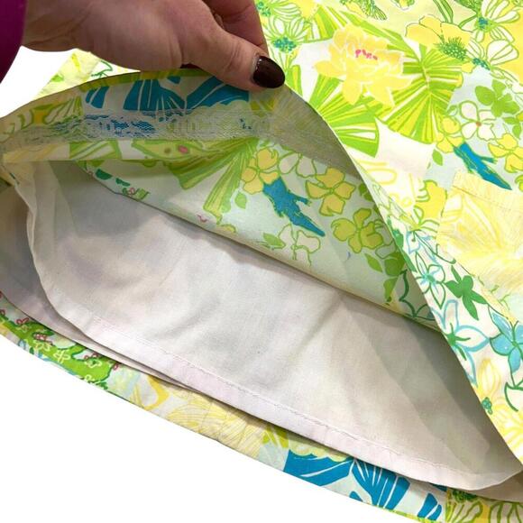 Lilly Pulitzer Girls Size 4 Cotton Floral Print Patchwork Shift Dress Yellow - Picture 5 of 13